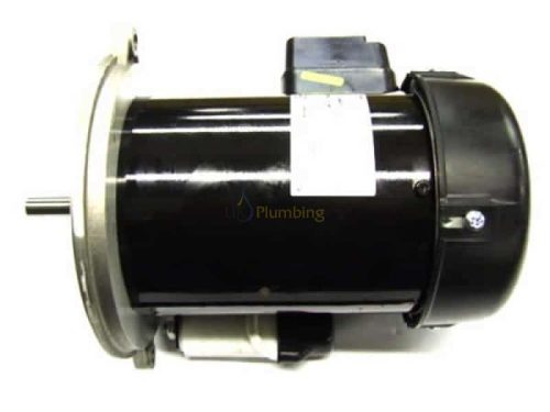 Nu-Way A09013Y single-phase 750 W motor, rated at 2 800 rpm, with ribbed cylindrical black housing, finned metal rear casing for ventilation, and front-mounted drive shaft.