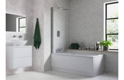 800x1500mm Single Curved Bath Screen (6mm) - Chrome