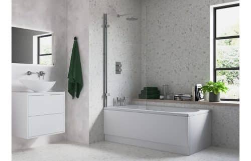 850x1500mm Hinged Straight Bath Screen (6mm) - Chrome