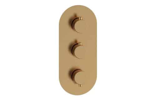 Gullfoss Thermostatic Two Outlet Triple Shower Valve - Brushed Bronze