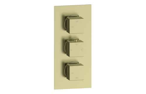 Yosemite Thermostatic Two Outlet Triple Shower Valve - Brushed Brass