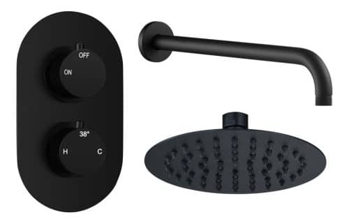 Gullfoss Round Shower Valve & Kit Pack 1 - Matt Black