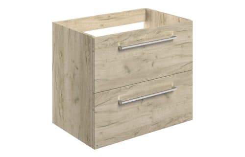 Moai 590mm Wall Hung 2 Drawer Basin Unit (No Top) - Oak