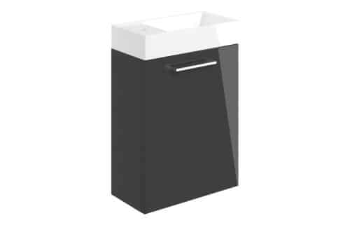Moai 410mm Wall Hung 1 Door Basin Unit & 1TH Basin - Anthracite Gloss
