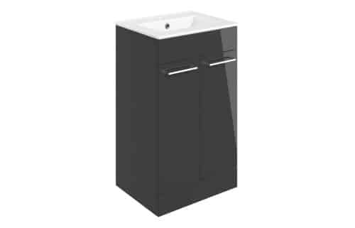 Moai 510mm Floor Standing 2 Door Basin Unit & 1TH Thin Edge Basin - Anthracite Gloss