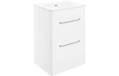 Dingli 610mm 2 Drawer Floor Unit & Basin - White Gloss