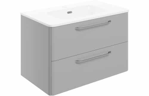 Dingli 810mm 2 Drawer Wall Unit & Basin - Grey Gloss
