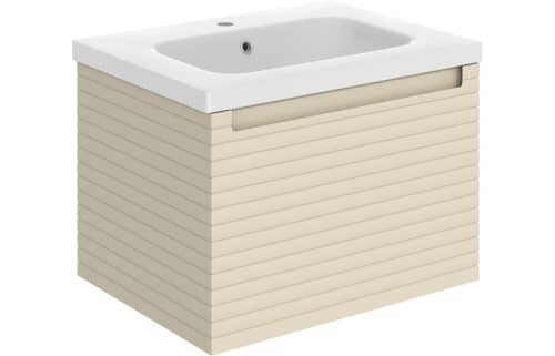 Old Harry 615mm Wall Hung 1 Drawer Basin Unit & 1TH Basin - Matt Cotton