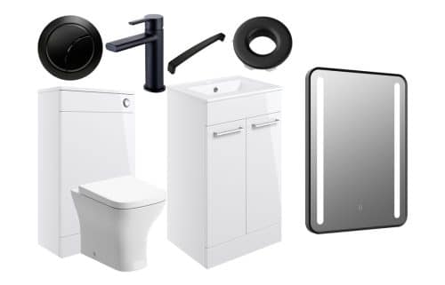 Moai 510mm F/S Furniture Pack - White Gloss w/Black Finishes