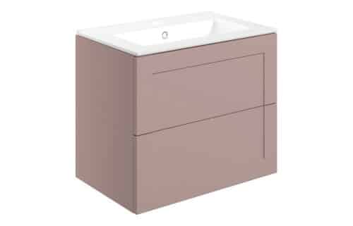 White Cliffs 615mm Wall Hung 2 Drawer Basin Unit & Basin - Matt Peony
