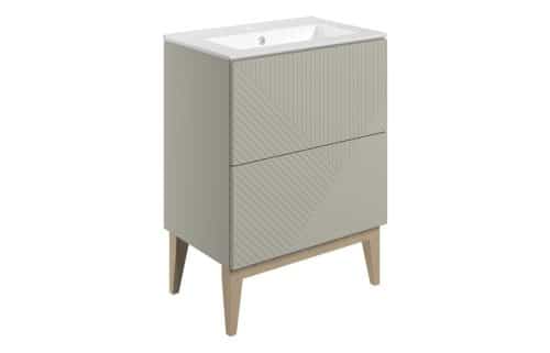 Platte 615mm Floor Standing 2 Drawer Basin Unit & Basin - Matt Oat