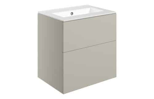 Horseshoe Bend 610mm Wall Hung 2 Drawer Basin Unit & 0TH Basin - Matt Latte