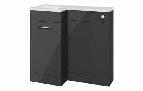 Ontika 900mm F/S L-Shape Pack & Basin (LH) - Anthracite Gloss