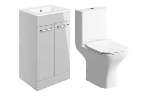 Moai 510mm Floor Standing Unit & Close Coupled WC Pack - Grey Gloss