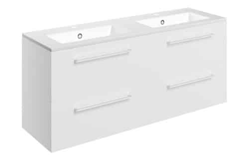 Moai 1210mm Wall Hung 4 Drawer Basin Unit & 2TH Thin Edge Basin - White Gloss