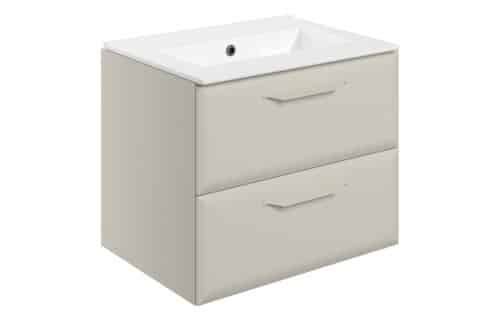 Penni 615mm Wall Hung 2 Drawer Basin Unit w/0TH Basin - Matt Latte