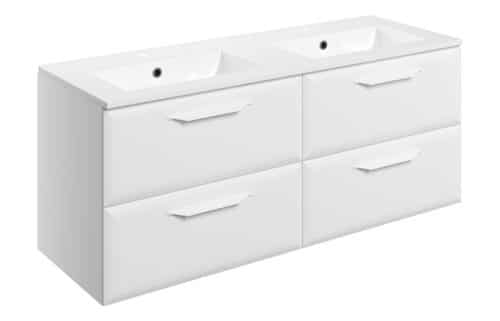 Penni 1210mm Wall Hung 4 Drawer Basin Unit w/2TH Basin - Matt White