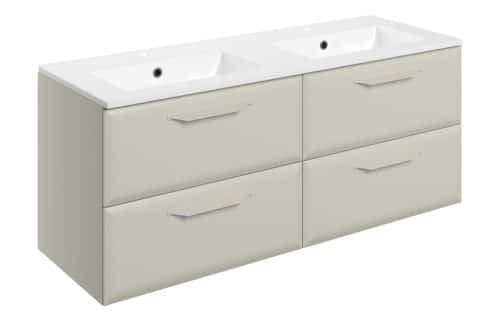 Penni 1210mm Wall Hung 4 Drawer Basin Unit w/2TH Basin - Matt Latte