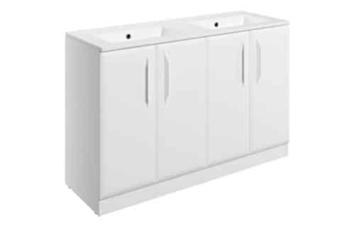 Penni 1210mm Floor Standing 4 Door Basin Unit w/2TH Basin - Matt White