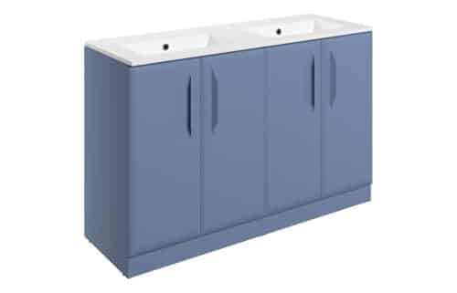 Penni 1210mm Floor Standing 4 Door Basin Unit w/2TH Basin - Matt Misty Blue
