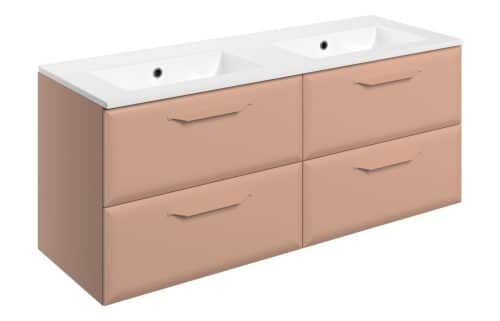 Penni 1210mm Wall Hung 4 Drawer Basin Unit w/0TH Basin - Matt Apricot