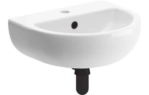 Arkansas 450x400mm 1TH Cloakroom Basin & Black Bottle Trap