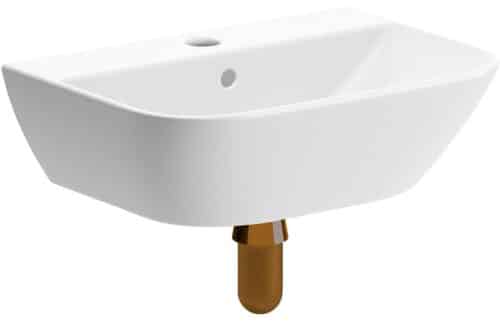 Lawrence 450x320mm 1TH Cloakroom Basin & Brushed Bronze Bottle Trap