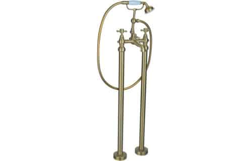 Tamar Floor Standing Bath/Shower Mixer & Shower Kit - Brushed Brass