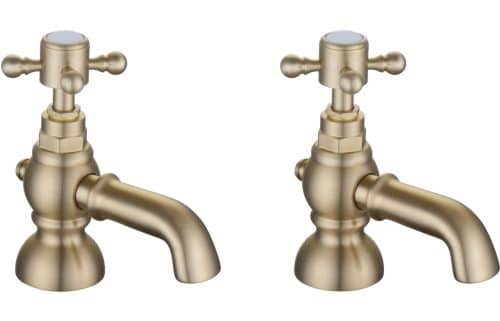 Tamar Bath Pillar Taps - Brushed Brass