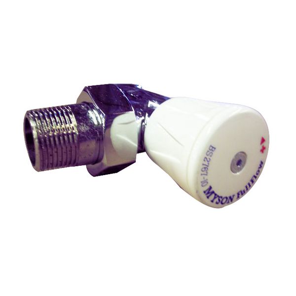 Myson Fullflow angled valve wheel head 15mm x 1/2" Chrome Plated