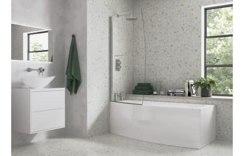 900x1500mm Space Saver Bath Screen (6mm) - Chrome