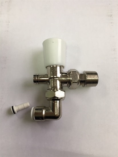 Myson Matchmate 90 deg pushfit plastic pipe lockshield drain off valve 10mm Nickel
