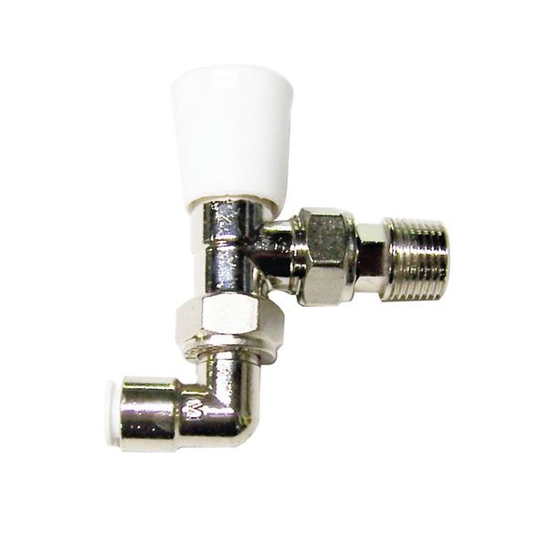 Myson Matchmate 90 deg pushfit plastic pipe lockshield valve 10mm Nickel