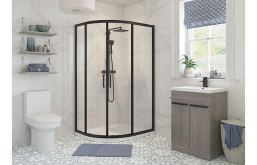 Forni 1000x800mm 2 Door Offset Quadrant - Matt Black