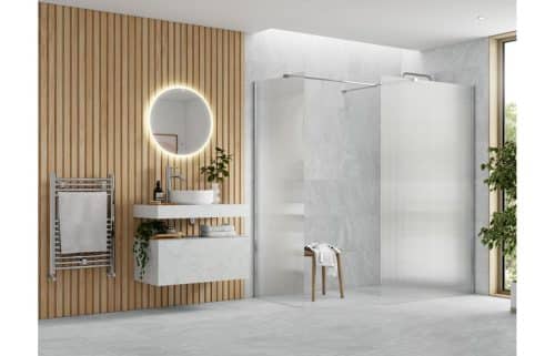 Montasio 900mm Fluted Wetroom Panel & Side Panel Arm - Chrome