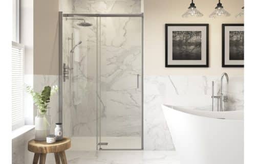 Montasio 1400mm Semi-Framed Sliding Door - Chrome