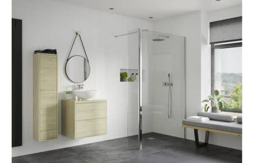 Montasio Optional 1950x300x8mm Rotatable Wetroom Panel (Full Hinge) - Chrome