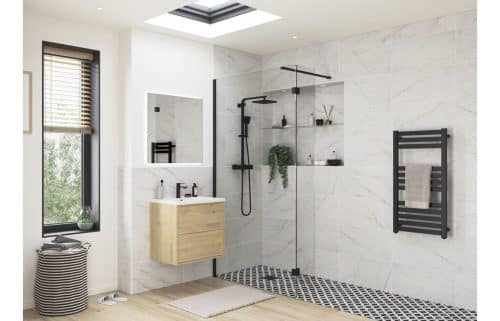 Montasio Optional 300mm Wetroom Splash Panel - Black