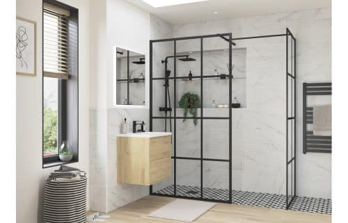 Montasio 800mm Framed Wetroom Side Panel - Black