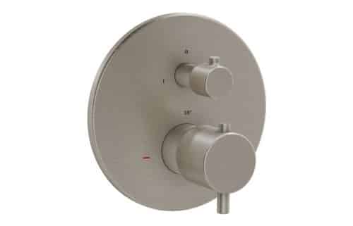 VitrA Root Round Integrated Thermostatic Bath/Shower Mixer Valve - Brushed Nickel