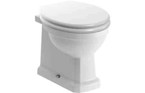 Benue Back To Wall WC & Satin White Wood Effect Seat w/Br.Brass Finishes
