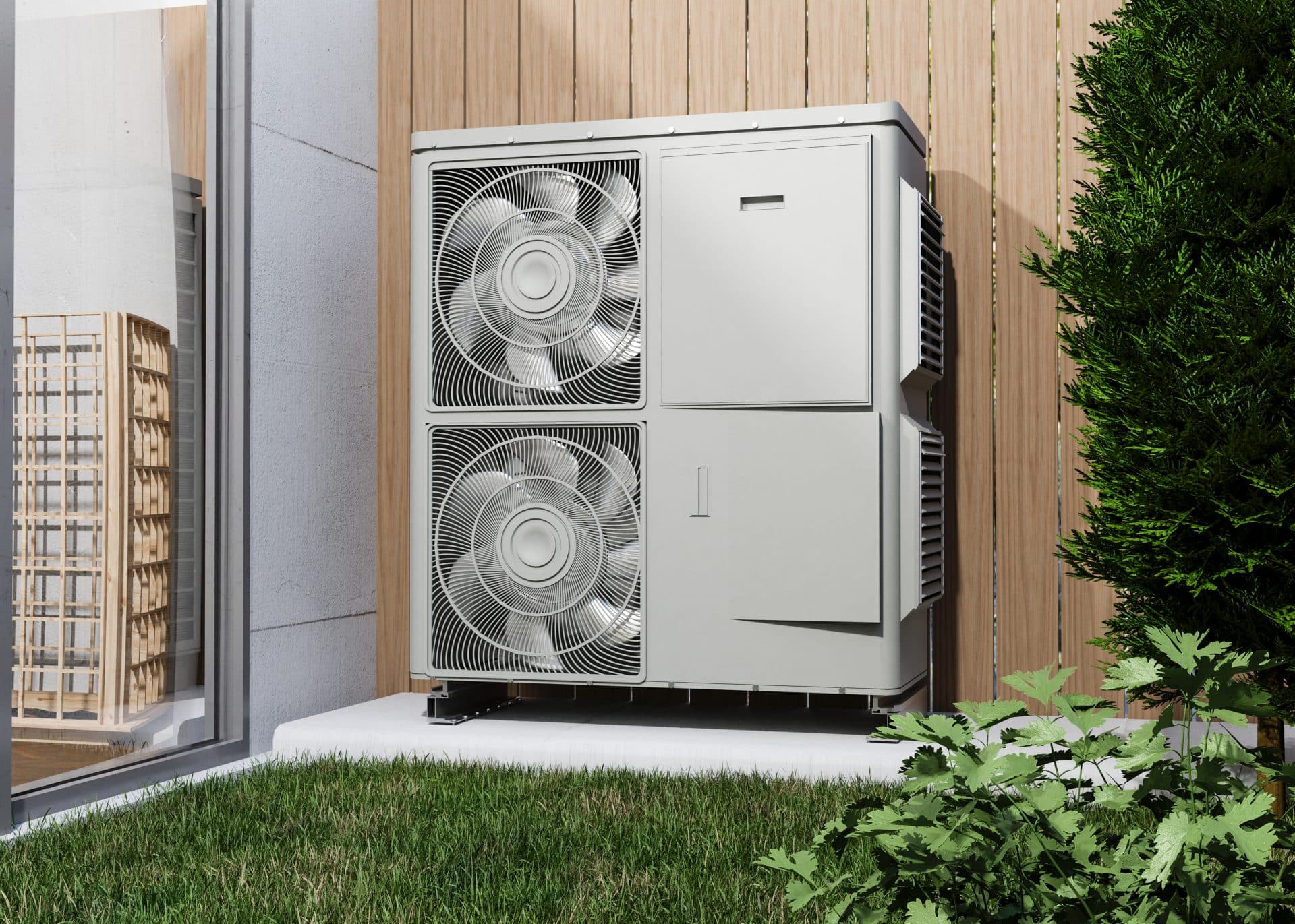 close up heat pump outside home 2 <strong>How Do Air Source Heat Pumps Work In Winter?</strong>