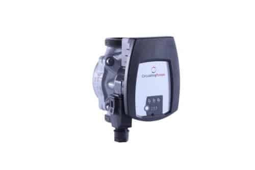 CP60-2-25 circulating pump with 130 mm body length, red cast-iron housing, black motor head, and threaded pipe connections for central heating systems.
