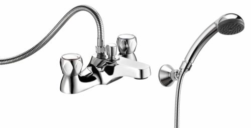 Profile deck mounted bath shower mixer