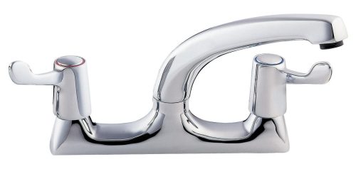 Lever action deck mounted sink mixer